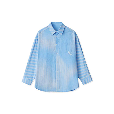 STARTER长袖衬衫2026春季新款男女同款纯棉百搭休闲蓝色条纹衬衫