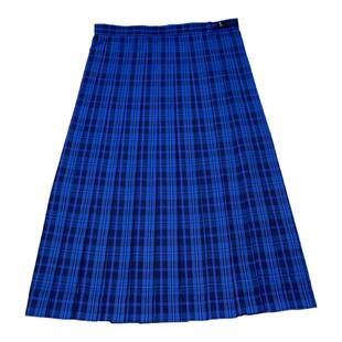 时尚格子百褶裙学生校服班服裙COS高腰半身裙 JK蓝色格子中长裙子