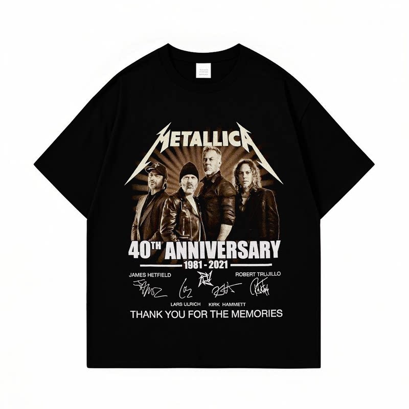 Metallica金属乐队40周年欧美摇滚印花纯棉宽松男女款短袖T恤夏季