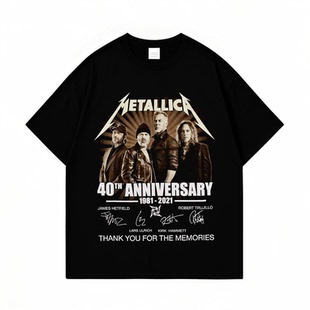 Metallica金属乐队40周年欧美摇滚印花纯棉宽松男女款短袖T恤夏季