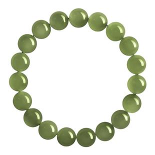 庆祥泰湖水绿天然和田玉手串女款串珠正品官方旗舰店碧玉石手链