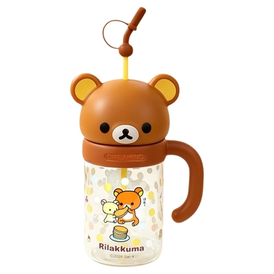 萌兔兔轻松熊玻璃吸管杯1050ml