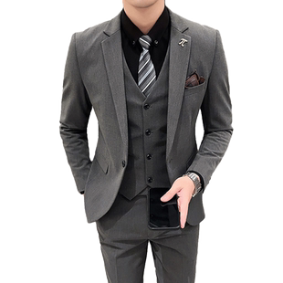 罗蒙男士西服套装2026秋季新款结婚礼服时尚商务职业西装三件套男