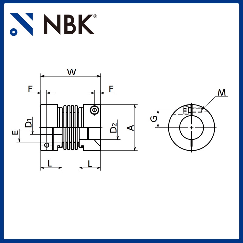 NBK锅屋 MBB-40C波纹管联轴器 零背隙挠性连轴器伺服马达步进电机