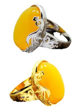 diy镀金蜜蜡玉石镶嵌戒指空托