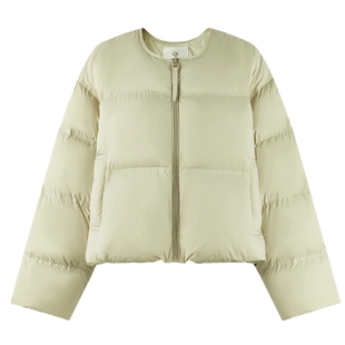 秋水伊人蝙蝠袖短款羽绒服女2025年冬季新款圆领优雅百搭简约外套