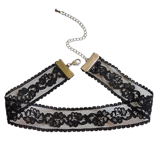 蕾丝玫瑰花小众轻奢项链气质黑色锁骨链项圈女颈带白色chocker