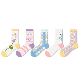 smile有筐袜子原创萌萌蝶潮秋冬季新款蝴蝶卡通插画设计图案纯棉