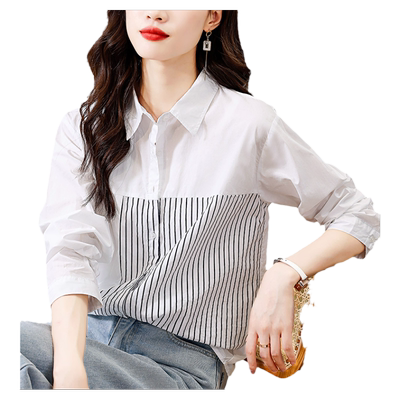 初影H版通勤单排扣长袖纯棉衬衫