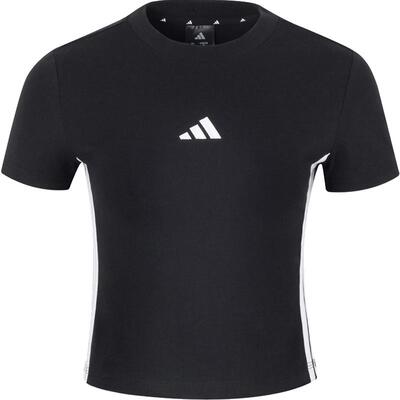 滔搏adidas阿迪达斯女子运动休闲短款圆领短袖T恤JY8570