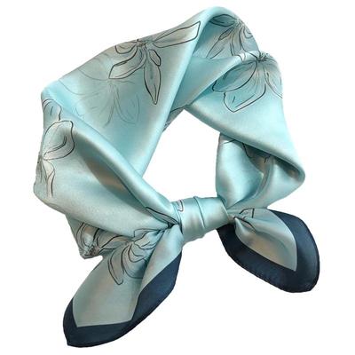 淡蓝100%真丝小丝巾高档时尚百搭