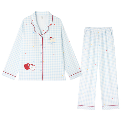 BE纯棉带胸垫抗菌睡衣女新品春