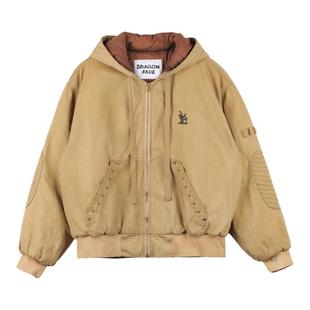 【何超莲同款】龙脸DRAGONFACE宽松连帽油蜡教练夹克涂腊棉服外套