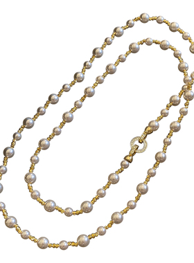 秋冬复古珍珠项链女大气高档气质脖子配饰长款叠戴颈链轻奢锁骨链