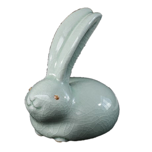 李廷怀汝瓷兔子茶宠摆件精品高档可养汝窑小可爱高端陶瓷中式创意