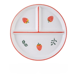 简约分格餐盘家用早餐盘儿童陶瓷卡通盘子定量减脂三格分隔饭盘