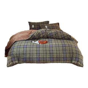 奇幻森林/复古秋冬季加厚牛奶绒床上四件套防静电床单笠被套床品