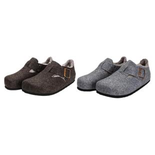 全包羊毛毡加绒勃肯鞋女2025冬男情侣丑萌小众鞋London外穿毛毛鞋