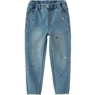 戴维贝拉女童牛仔裤儿童裤子春季新款女孩九分直筒裤大童长裤童装