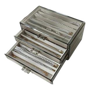 新款咖色多层项链收纳盒亚克力手链饰品锁骨链珍珠链存放盒防尘