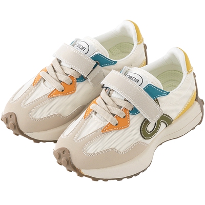 papa爬爬秋季儿童透气防滑耐磨魔术贴网眼运动鞋女童男童