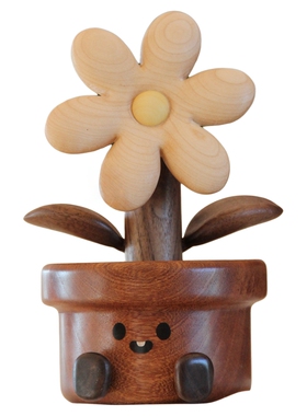 开心太阳花实木可爱摆件