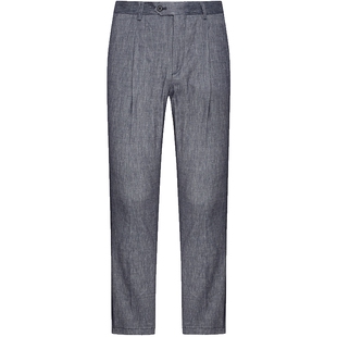 Aquascutum/雅格狮丹春夏男亚麻混纺休闲直筒长裤下装Q4161AM141