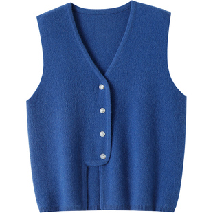 偏爱气质腔调！加厚V领纯山羊绒坎肩女纯羊绒马甲针织开衫小外套