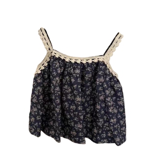 女童套装夏季母女装无袖儿童洋气碎花背心阔腿裤森系吊带两件套潮