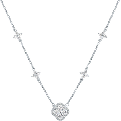 周六福S925纯银四叶草链坠设计感