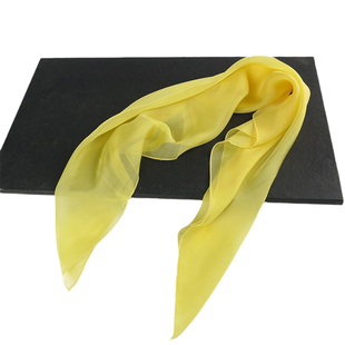 【清仓微瑕疵】鹅黄色小方巾丝巾纯色春秋冬季桑蚕丝100%真丝围巾