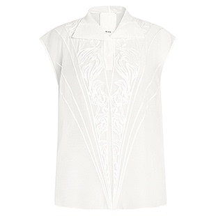 Marisfrolg玛丝菲尔2025冬新款重工刺绣多色透透纱立领无袖衬衫