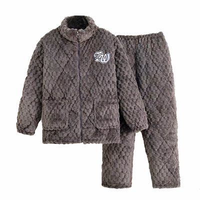 男士夹棉加绒加厚睡衣