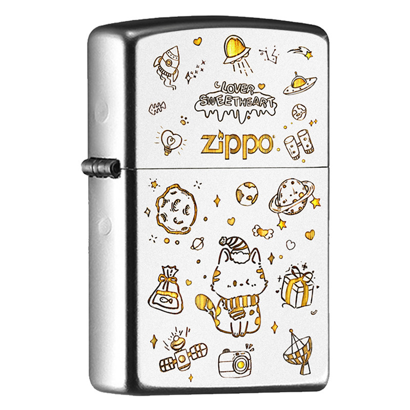 zippo打火机甜心小猫防风官方正品diy定制刻字男朋友男士生日礼物
