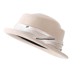 法式帽子女款秋冬季新款渔夫帽羊毛礼帽女百搭赫本风平顶帽女春秋