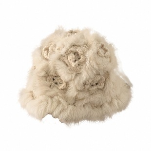 可爱粉色兔毛毛绒帽子女2025年秋冬季加厚保暖针织帽显脸小皮草帽