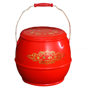 子孙桶袋子陪嫁结婚用的喜桶塑料马桶孑孙筒婚庆用品大号木头痰盂