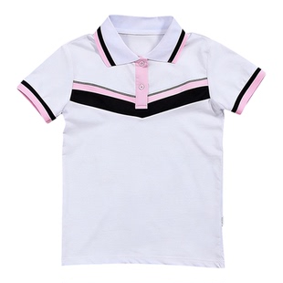 同安区小学生夏季运动短袖拼色上衣校服女款运动风休闲短袖POLO衫