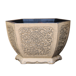 汉韵堂庭院花园鱼缸露台花园造景布置仿石鱼池大口径装饰水养花盆