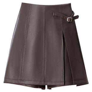 时尚洋气减龄开叉短款裙裤女秋冬2025年新款高腰显瘦a字半身裙子