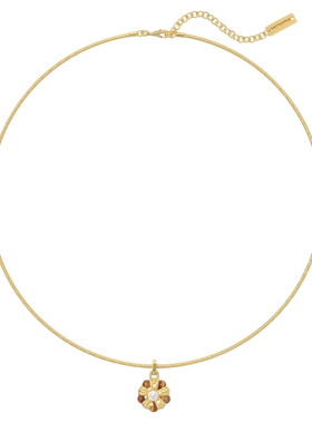 Mouhooland/暮后之地杏花系列虎眼石杏花编织项链金色小众设计