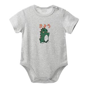 婴儿a类纯棉睡衣三角哈衣短袖带肩扣大码男宝宝包屁衣肚兜防着凉