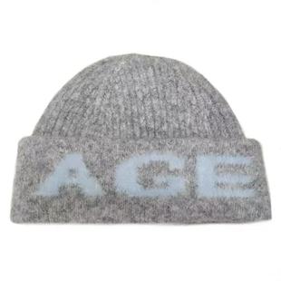 韩国时尚百搭字母毛线帽女生款冬季加厚保暖护耳针织帽冷帽堆堆帽