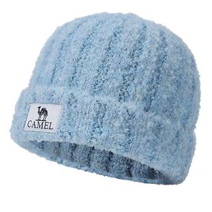 骆驼奶芙帽羊毛纱针织帽女男秋冬季大头围显脸小保暖毛线帽子