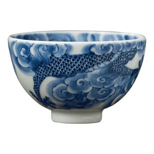 民间艺人青花手绘龙纹主人杯单杯景德镇茶杯高档个人杯釉下彩茶具