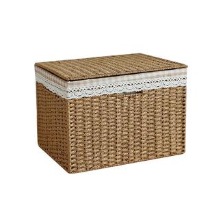 编织收纳箱家用收纳衣服仿藤编收纳筐篓杂物客厅储物箱收纳盒日式