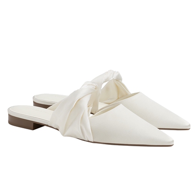 CHARLES&KEITH26夏季新款CK1-70381219缎面尖头平底穆勒鞋凉拖鞋