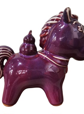 钧瓷窑变小马萌趣治愈系家居摆件