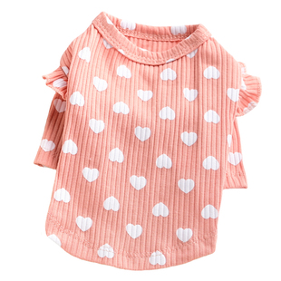 宠物猫咪狗狗衣服纯棉公主幼犬泰迪约克夏春秋夏季两脚薄款打底衫