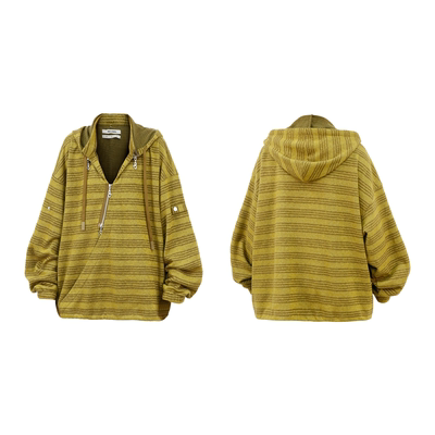 RELABEL（梦线）羊绒纱黄色提花条纹多形态可变套头针织毛衣